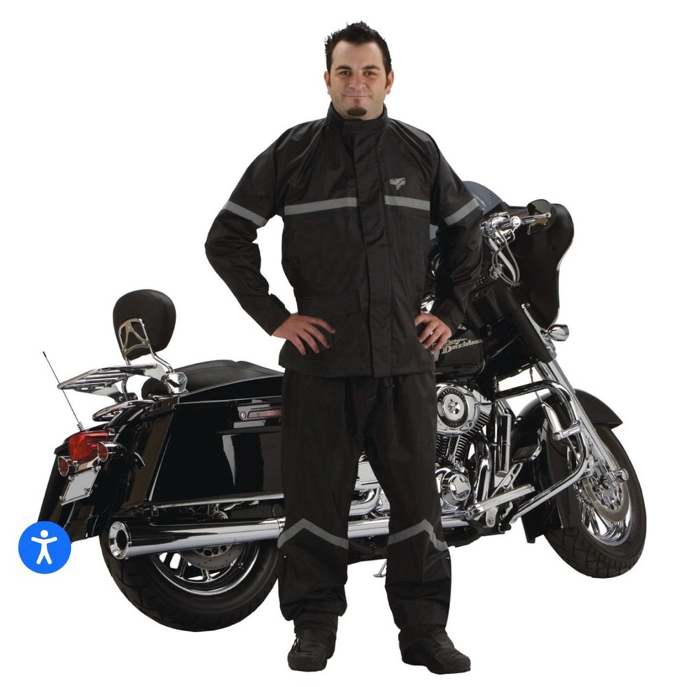 NWT Men's Black 2 Pc Storm Rider Motorcycle Rain Suit